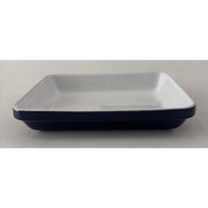 Emile Henry France Blue Ceramic Rectangular Baking Dish Small Casserole Baker